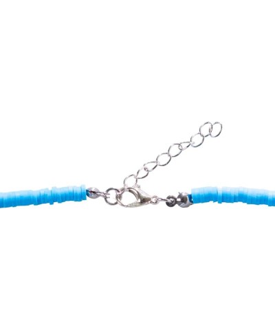 Shark Tooth on Vinyl Fimo Heishi Beads Necklace (16" 3N) Blue $11.37 Necklaces