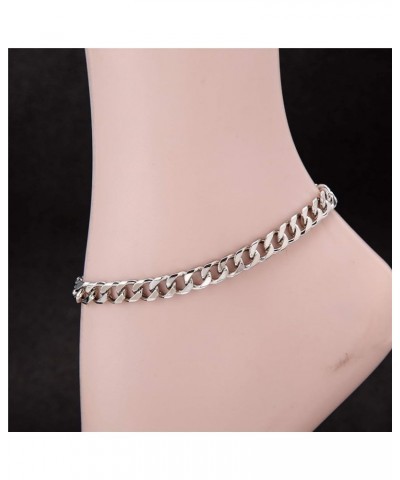 7mm Gold Cuban Link Anklet for Women Men, 14K Gold / 18K Gold/Silver Plated Curb Link Chain Ankle Bracelet for Women Men silv...