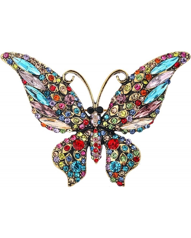 Butterfly Brooches for Women, Vintage Christmas Rhinestone Shiny Crystal Gold Plated Butterfly Brooch Pin Wedding Scarf Brooc...