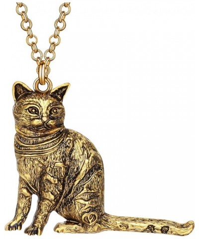 Alloy Antique Gold Silver Plated Cute Cat Necklace Pendant Pets Jewelry for Women Girls Charms Gifts Antique Gold Plated A $8...