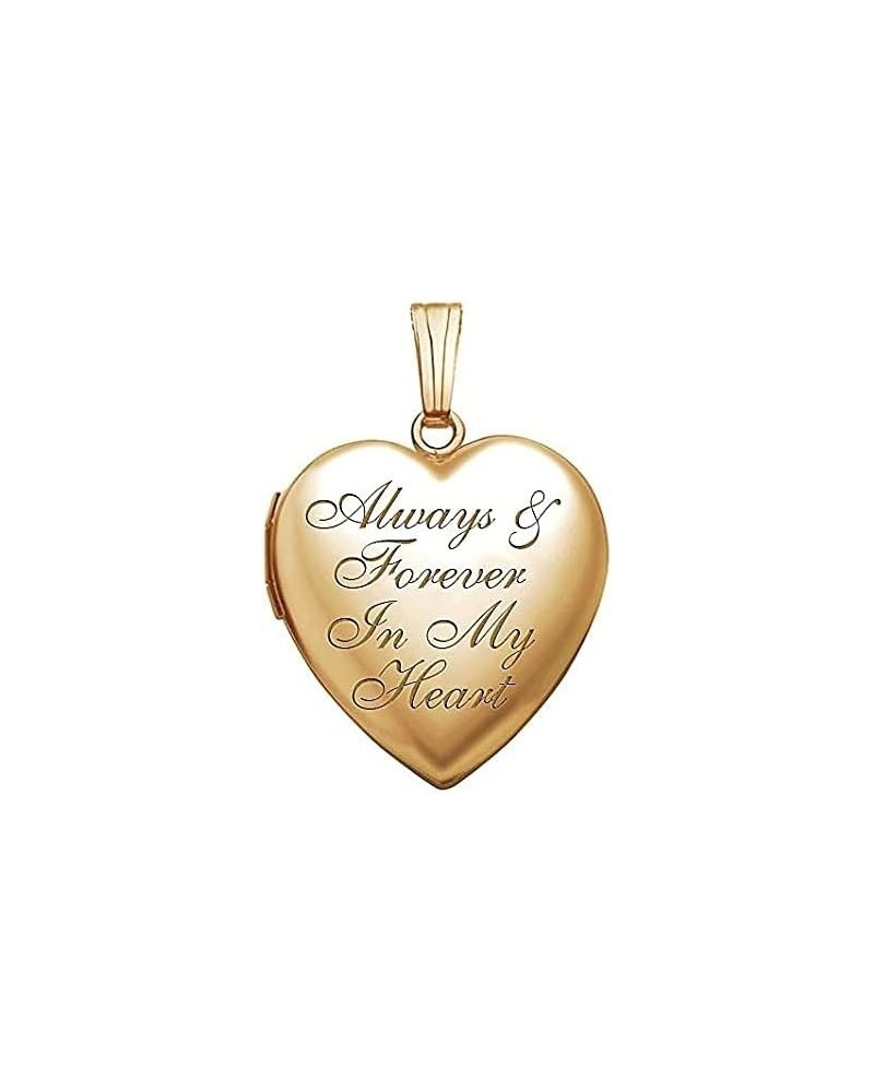 14k Yellow Gold Filled Always & Forever In My Heart Photo Locket - 3/4 inch x 3/4 inch - Includes 18 inch Chain Locket + 1 Ph...