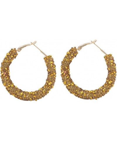 Bohemian Glitter Hoop Earrings Sparkle Resin Rhinestone Hoop Dangle Earrings for Women Girls Round Circle Sequins Shiny State...