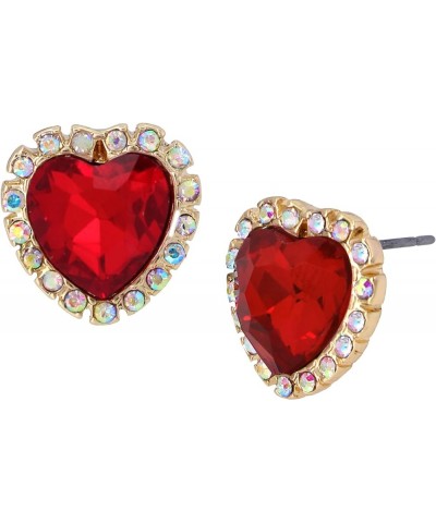 Womens Sweetheart Earrings One Size Heart Stone Red/Gold $22.43 Earrings