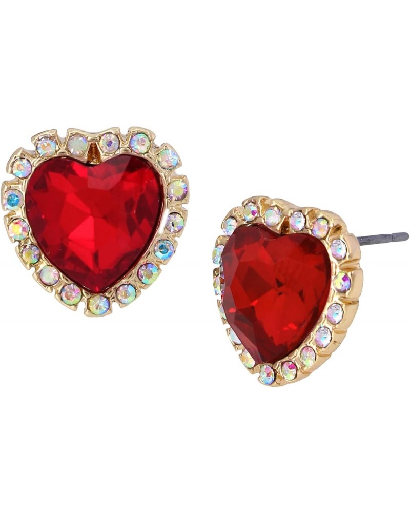 Womens Sweetheart Earrings One Size Heart Stone Red/Gold $22.43 Earrings