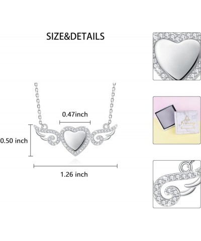 925 Sterling Silver Angel Wings Love Heart Cremation Jewelry for Ashes Memorial Urn Pendant Necklace for Women Gift love hear...