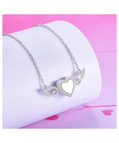 925 Sterling Silver Angel Wings Love Heart Cremation Jewelry for Ashes Memorial Urn Pendant Necklace for Women Gift love hear...