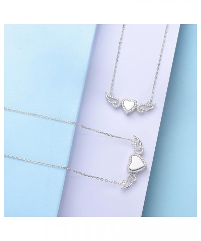 925 Sterling Silver Angel Wings Love Heart Cremation Jewelry for Ashes Memorial Urn Pendant Necklace for Women Gift love hear...