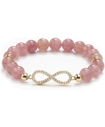 Infinity Symbol Pendant Women's Bracelet 8mm Natural Stone Beaded Bracelets for Women Pink $9.17 Bracelets