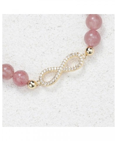 Infinity Symbol Pendant Women's Bracelet 8mm Natural Stone Beaded Bracelets for Women Pink $9.17 Bracelets