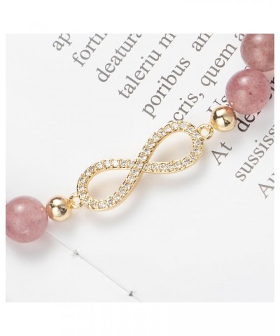 Infinity Symbol Pendant Women's Bracelet 8mm Natural Stone Beaded Bracelets for Women Pink $9.17 Bracelets