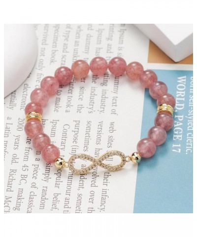 Infinity Symbol Pendant Women's Bracelet 8mm Natural Stone Beaded Bracelets for Women Pink $9.17 Bracelets