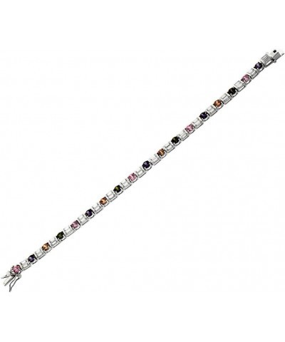 925 Sterling Silver Round Baguette White Multicolor CZ Classic Tennis Bracelet Multicolor $39.10 Bracelets