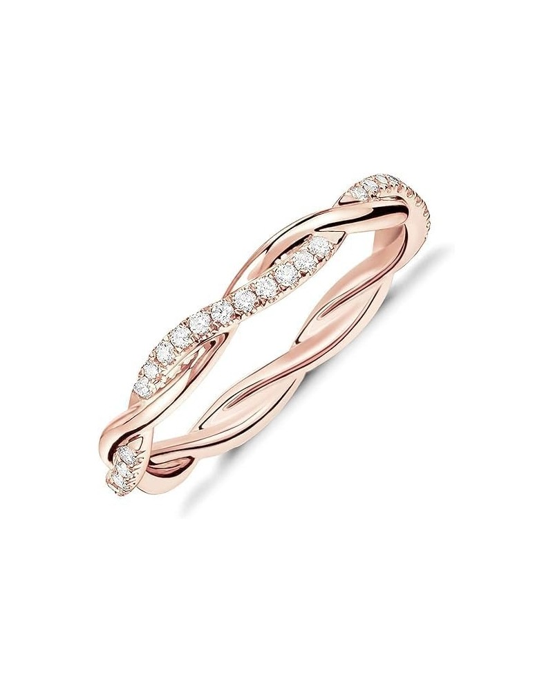 14K Gold Plated Cubic Zirconia Twisted Rope Eternity Band for Women 8 Rose Gold $10.61 Rings