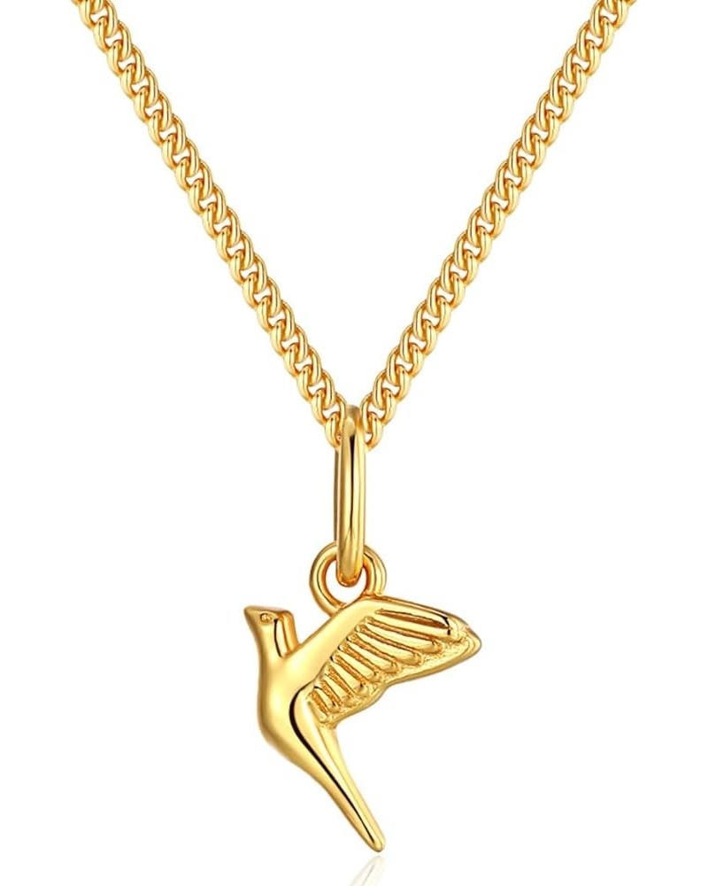 Hope Dove Pendant Necklace | 16.5''+2'' | Peace Mini Charm | Religious Holy Spirit Theme Christian Gift for Her Gold $9.07 Ne...