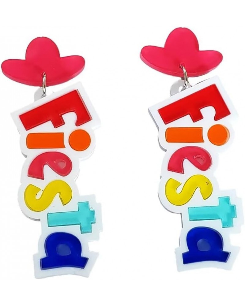 Mexican Earrings For Women, Fiesta Earrings, Colorful Acrylic Pinatas Hat Cinco De Mayo Letter Stud Earrings Mexican Carnival...