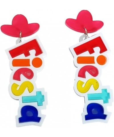 Mexican Earrings For Women, Fiesta Earrings, Colorful Acrylic Pinatas Hat Cinco De Mayo Letter Stud Earrings Mexican Carnival...