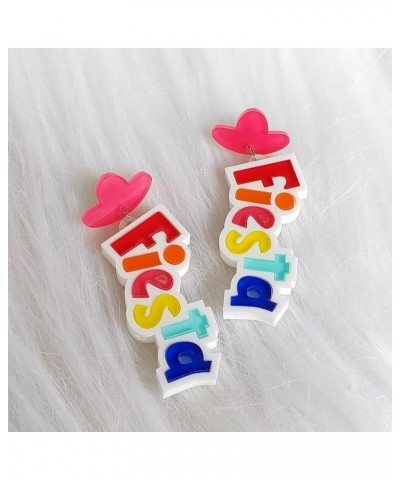 Mexican Earrings For Women, Fiesta Earrings, Colorful Acrylic Pinatas Hat Cinco De Mayo Letter Stud Earrings Mexican Carnival...