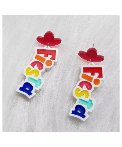 Mexican Earrings For Women, Fiesta Earrings, Colorful Acrylic Pinatas Hat Cinco De Mayo Letter Stud Earrings Mexican Carnival...