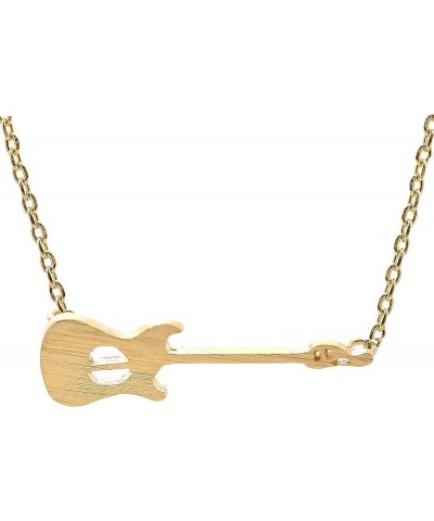 Handmade Brushed Metal Sideways Guitar Necklace Gold $8.31 Necklaces