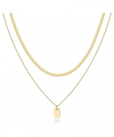 14K Gold Plated Layering Necklaces | Stylish Minimalist Design Pendant Necklaces | Bar, Lotus, Disc, Dog Tag, Horizontal Bar ...