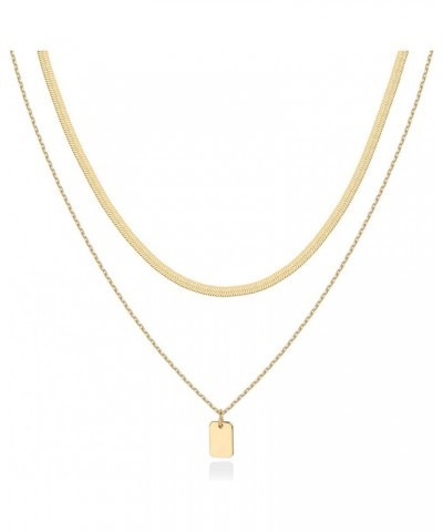 14K Gold Plated Layering Necklaces | Stylish Minimalist Design Pendant Necklaces | Bar, Lotus, Disc, Dog Tag, Horizontal Bar ...