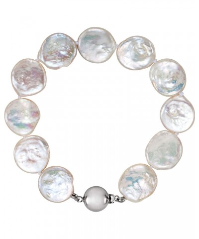 7.75" Freshwater White Cultured Coin Pearl Bracelet in Sterling Silver $20.56 Bracelets