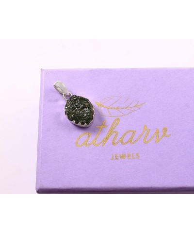 925 Sterling silver Natural Rough Moldavite Gemstone Pendant for women || Raw Gemstone Sterling Silver Pendant Design 5 $15.9...