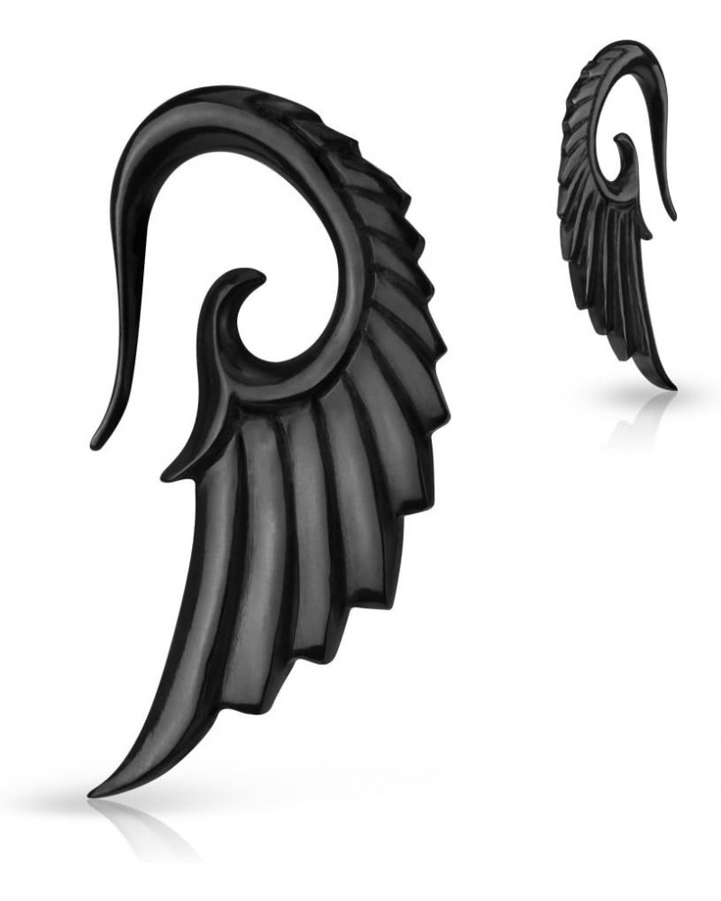 Angelic Wing Hand Carved Organic Horn WildKlass Taper (Sold as a Pair) 4 GA $16.42 Body Jewelry