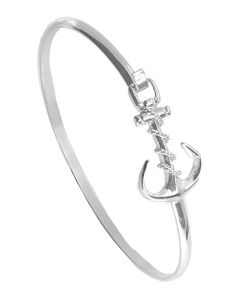 Anchor Bracelet Latch Cuff SilverTone 8.0 Inches Wrist Size Large $28.48 Bracelets