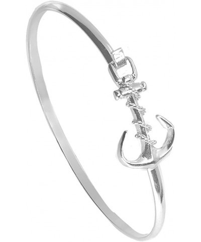 Anchor Bracelet Latch Cuff SilverTone 8.0 Inches Wrist Size Large $28.48 Bracelets