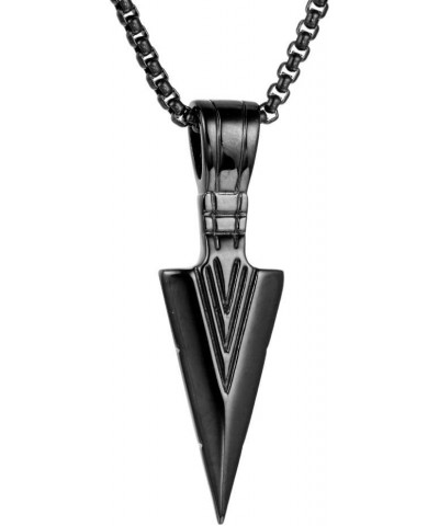 Man Woman Stainless Steel Pendant Necklace Cool Spearpoint Arrow Pendant Chain Necklace Set Black and Silver and Gold, Punk C...