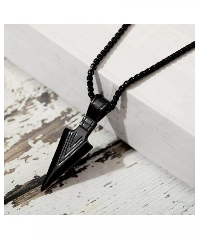 Man Woman Stainless Steel Pendant Necklace Cool Spearpoint Arrow Pendant Chain Necklace Set Black and Silver and Gold, Punk C...