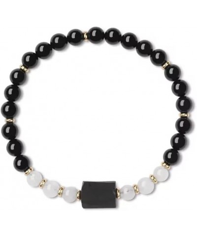 Black Tourmaline Stone Beaded Bracelet S 5.75" Moonstone $10.56 Bracelets