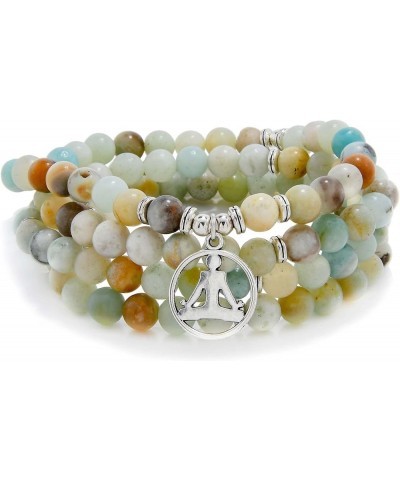 Yoga Charm 108 Mala Zen Buddha Beads Bracelet Necklace for Men or Women Amazonite $14.84 Bracelets