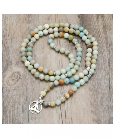 Yoga Charm 108 Mala Zen Buddha Beads Bracelet Necklace for Men or Women Amazonite $14.84 Bracelets