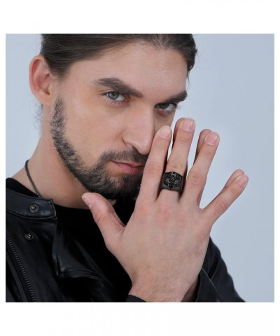 Anubis Rings for Men Women, Sturdy Stainless Steel Jewelry Vintage Ankh Cross Amulet Ring, Delicate Packaging Shield-Black $1...