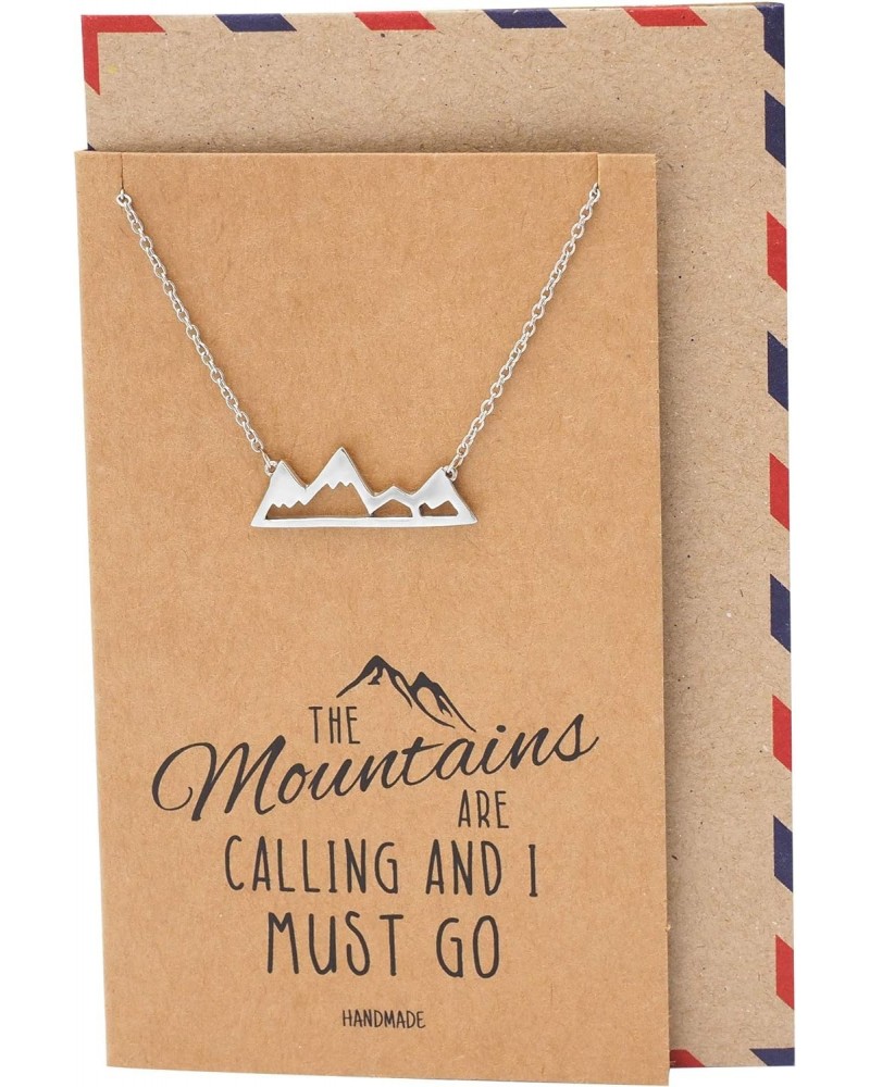 Mountain Pendant Necklace for Men and Women, Adventure and Outdoor Lovers, Mountains Jewelry Gift with Greeting Card $20.96 N...