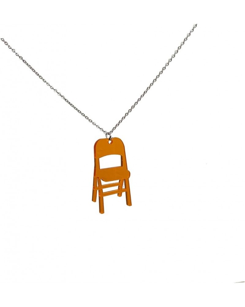 Folding Chair Necklace From Alabama Brawl Battle Of Montgomery Funny Fashion Classic Chair Jewelry for Women Girls orange $6....