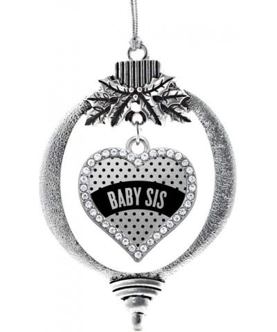 Sister Bond Charm Ornament - Silver Open Heart Charm Holiday Ornaments with Cubic Zirconia Jewelry Black Polka Dot Baby Sis $...