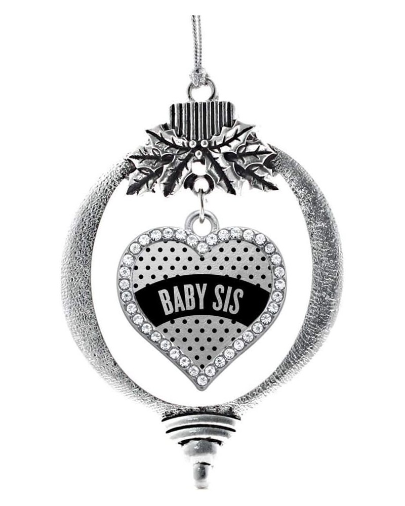 Sister Bond Charm Ornament - Silver Open Heart Charm Holiday Ornaments with Cubic Zirconia Jewelry Black Polka Dot Baby Sis $...