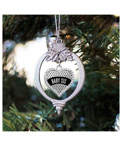 Sister Bond Charm Ornament - Silver Open Heart Charm Holiday Ornaments with Cubic Zirconia Jewelry Black Polka Dot Baby Sis $...