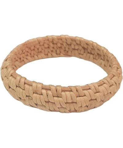 Dainty Rattan Geometric Bracelets Handmade Woven Lightweight Straw Wicker Braid Ethnic Round Statement Chunky Bangle for Wome...