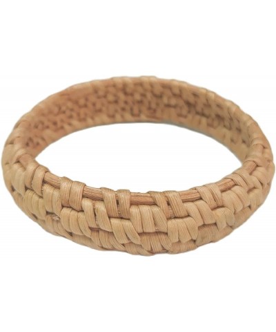 Dainty Rattan Geometric Bracelets Handmade Woven Lightweight Straw Wicker Braid Ethnic Round Statement Chunky Bangle for Wome...