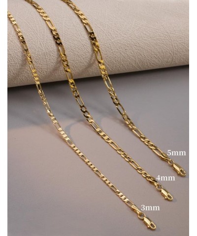 925 Sterling Silver Figaro Chain 3/4/5mm Necklace for Men Diamond Cut Gold Figaro Link Chain for Women 16-30 Inches 16 5mm Go...