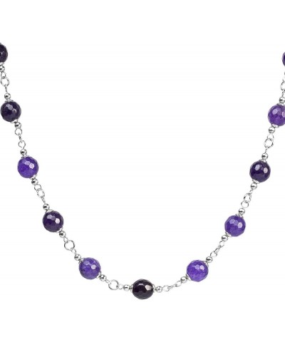 ELYA Stainless Steel Natural Mixed Agate Beaded Strand Necklace Purple $9.55 Necklaces