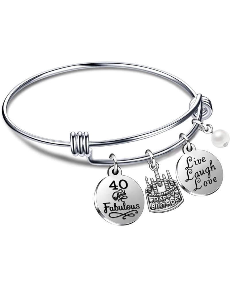 Birthday Gifts for Her Bangle Bracelets Live Laugh Love for 10th to 70th 40th Birthday $7.79 Bracelets