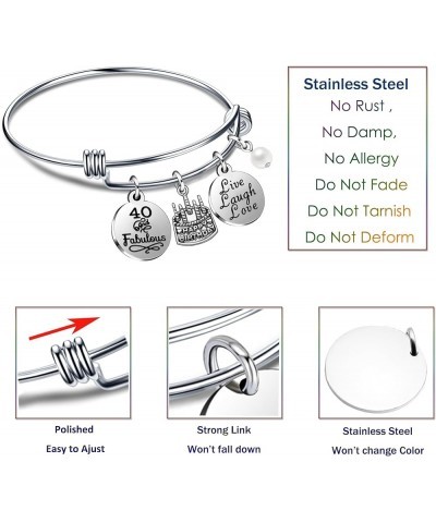 Birthday Gifts for Her Bangle Bracelets Live Laugh Love for 10th to 70th 40th Birthday $7.79 Bracelets