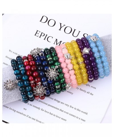 2PCS Natural Beaded Bracelets for Women Gem Semi Precious Gemstone Bracelet,8mm Love Heart Healing Crystal Bracelets with Car...