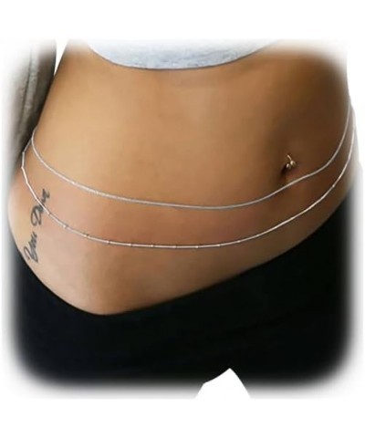 Sexy Bikini Waist Chain Simple Bikini Belly Chains Summer Body Chain Beach Body Accessories Jewelry for Women Girls Metal-sil...