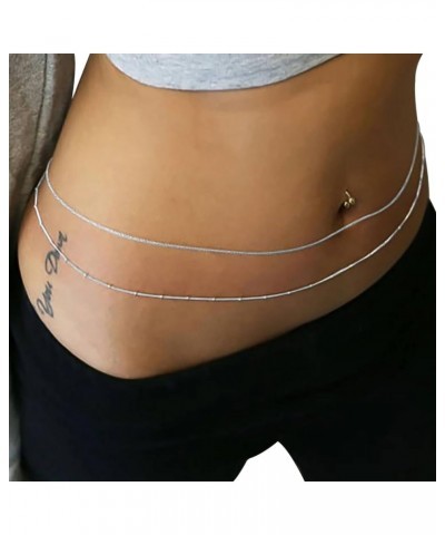 Sexy Bikini Waist Chain Simple Bikini Belly Chains Summer Body Chain Beach Body Accessories Jewelry for Women Girls Metal-sil...